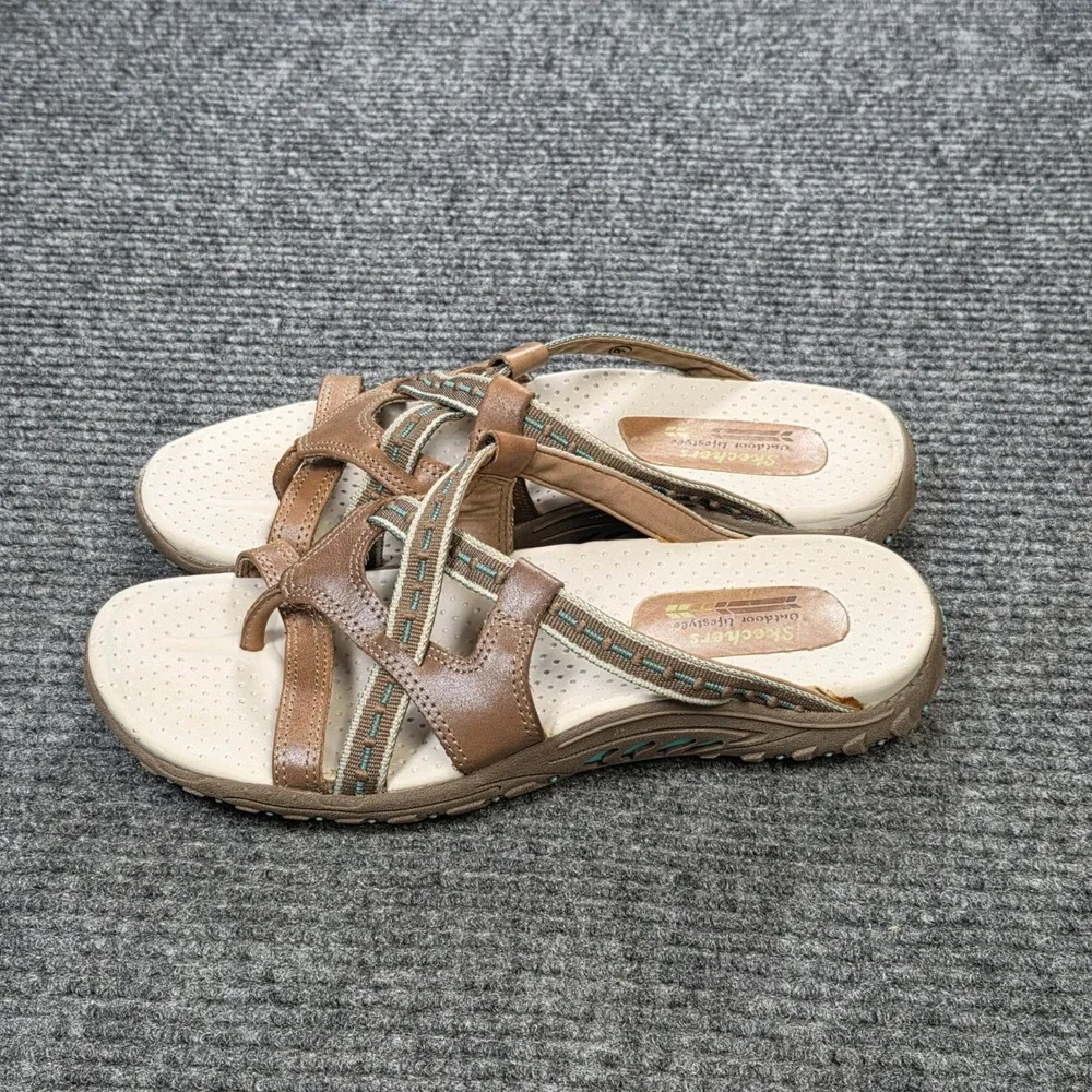 Skechers Outdoor Lifestyle Sandals Women's Size 8 Brown Strappy Toe Loop Slide